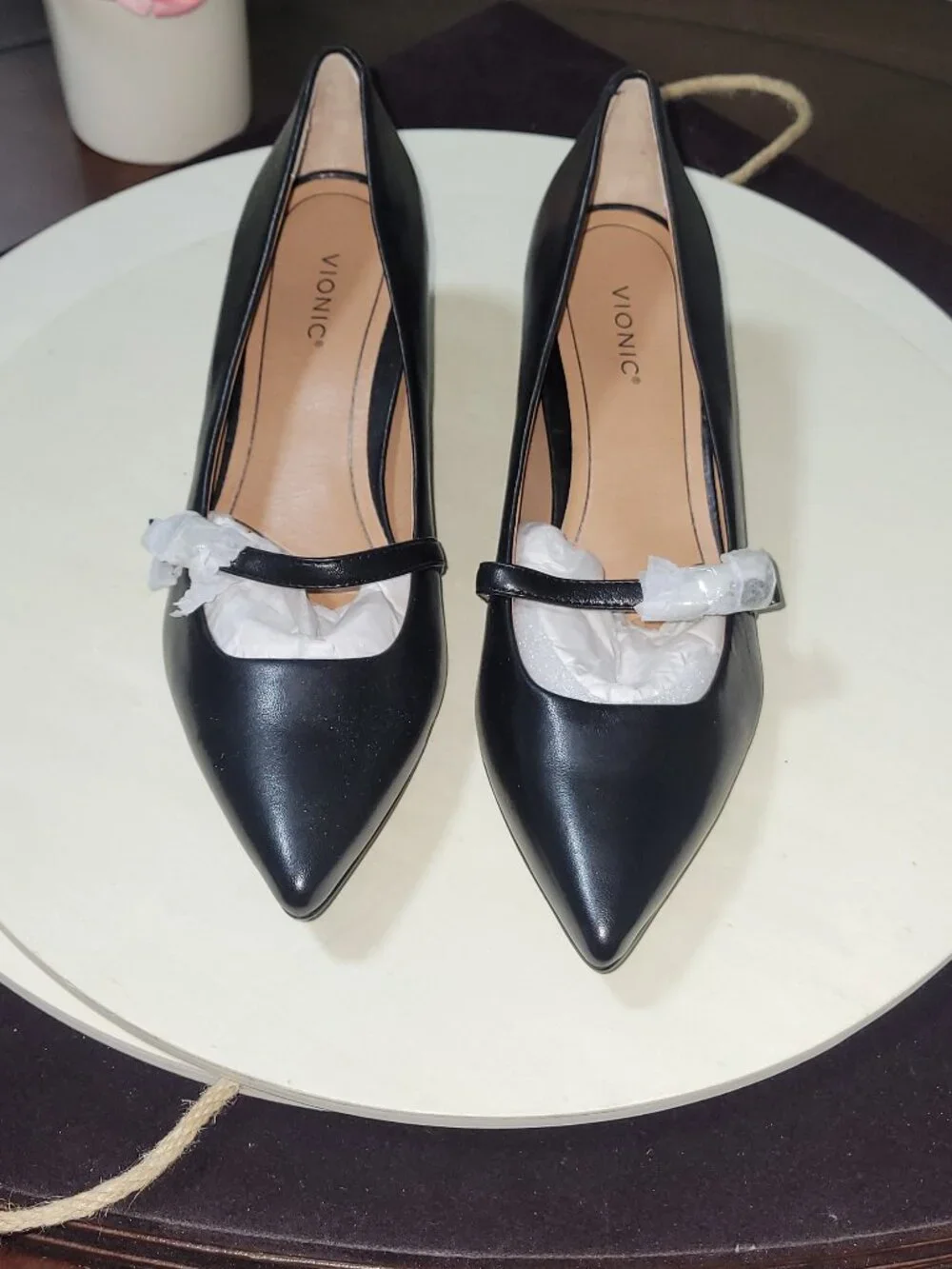 Vionic Black Leather Pumps [Item #SP07]